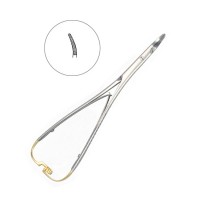 Иглодержатель хирургический изогнутый Nadelhalter TC, длина 170 мм | HLW Dental Instruments (Германия)